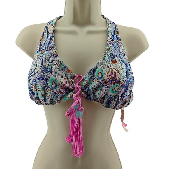 Victoria’s Secret Reversible Bikini Swim Top Multicolor Pink Fringe Large - Picture 2 of 6